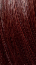 A close-up texture shot of straight, glossy dark auburn hair showing fine strands and subtle highlights.